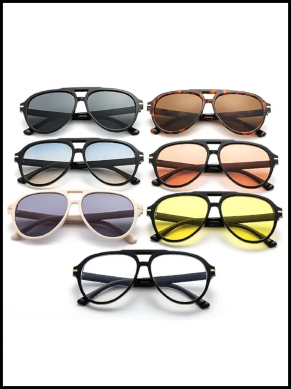 Retro Pilot Sunglasses Double Bridge UV400 Protection